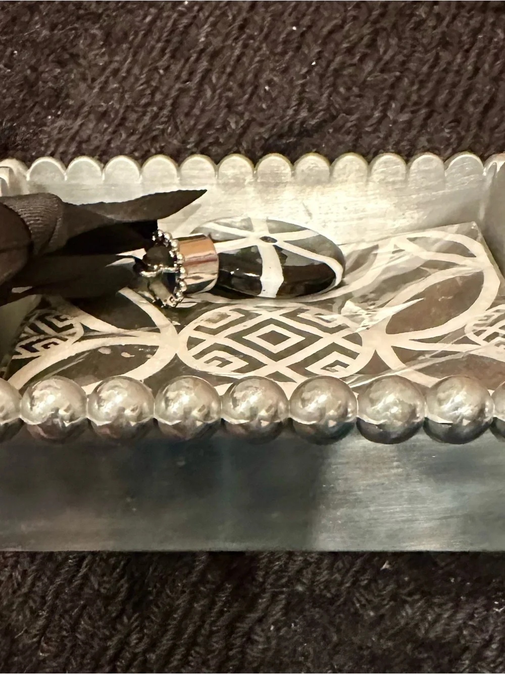 Mud Pie Black and White Ornament Tray Set